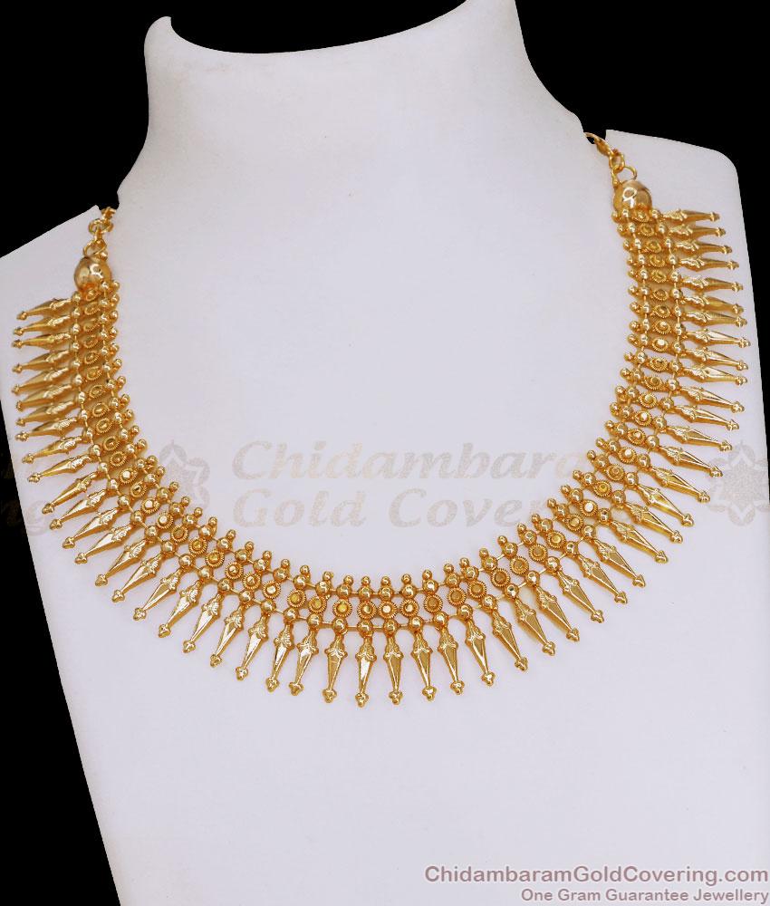 Pure Gold Tone Big Mullaipoo Necklace Light Weight Collection NCKN3743