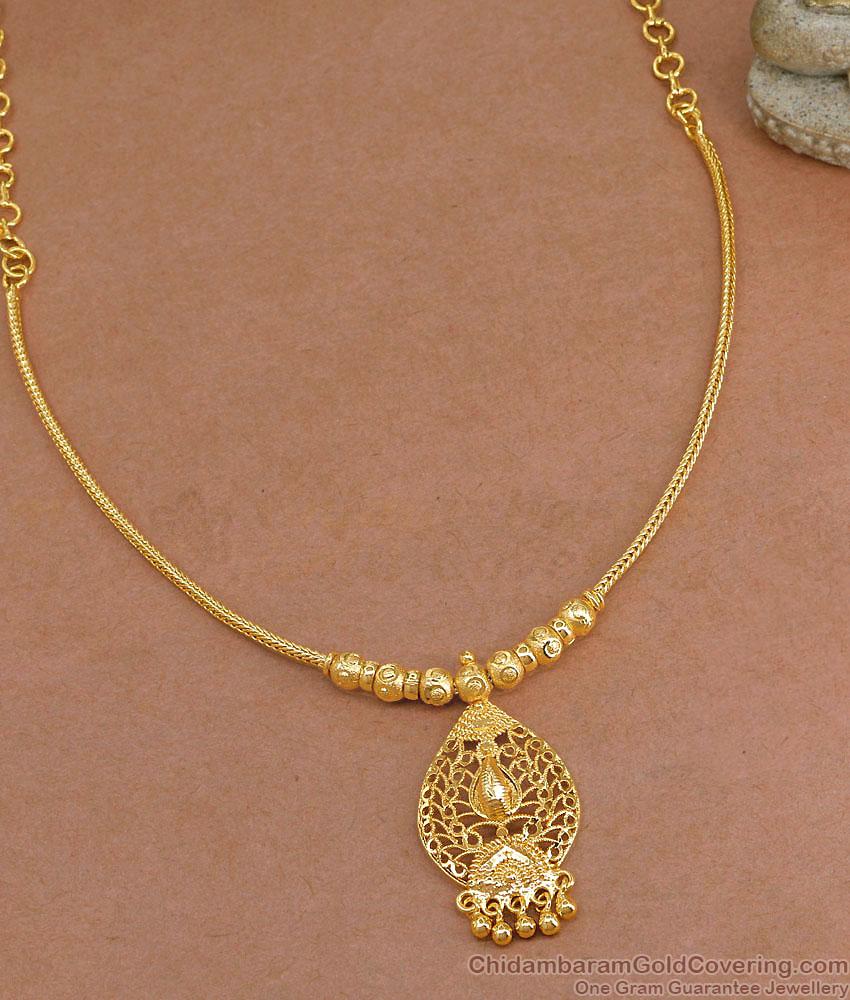 Simple Peacock Pendant Gold Plated Necklace For Women NCKN3744