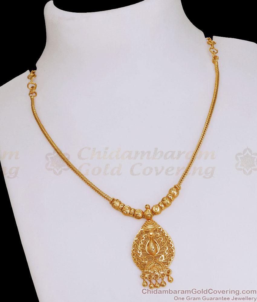 Simple Peacock Pendant Gold Plated Necklace For Women NCKN3744