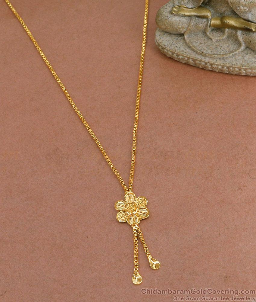 Stylish Light Weight Plain Gold Necklace Designs Online NCKN3747