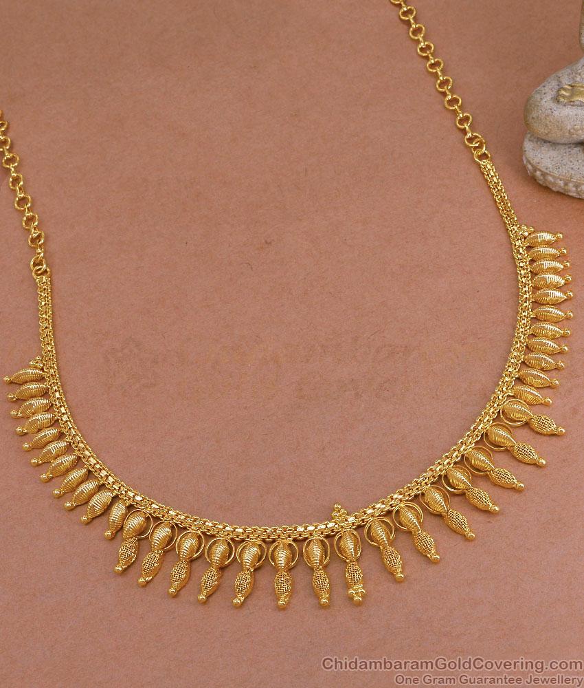 Net Pattern Gold Plated Necklace Mullai Arumbu Design For Marriage NCKN3758