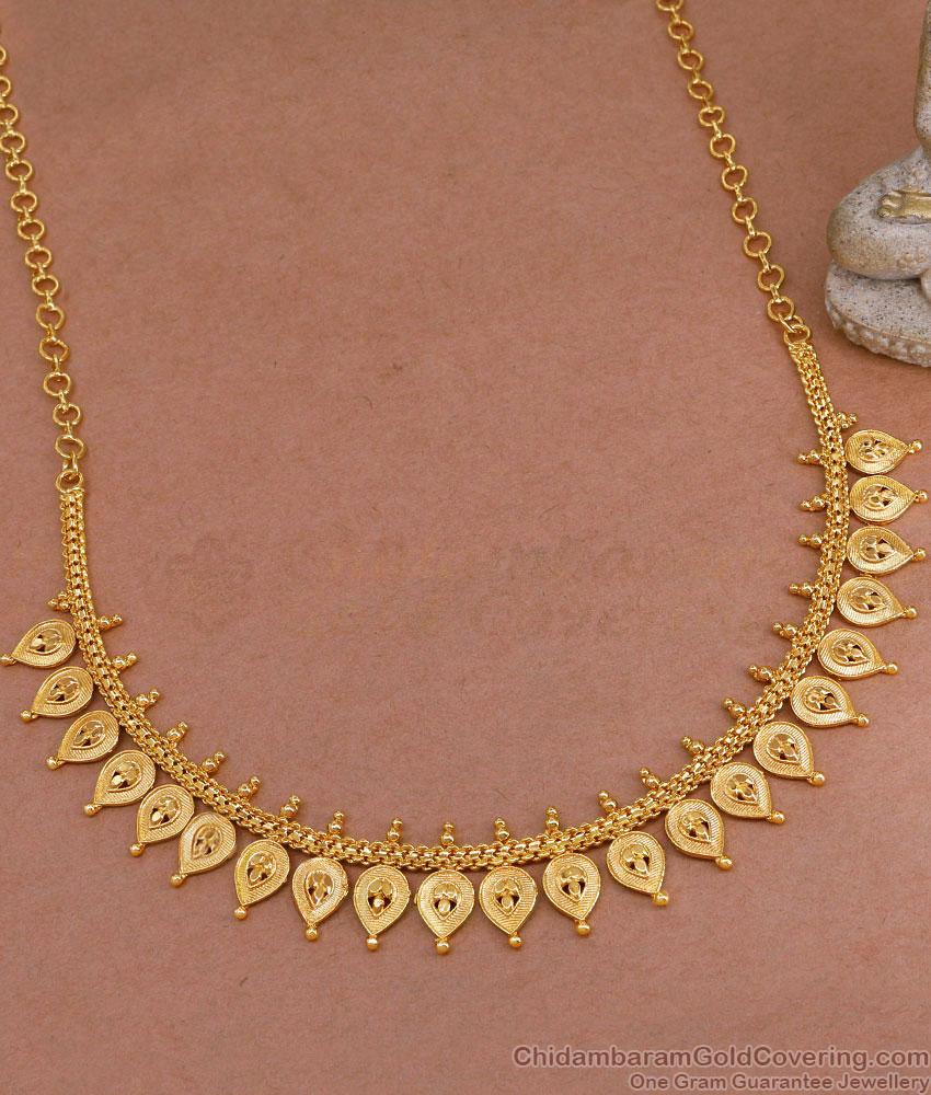 Bridal Gold Plated Necklace Plain Leaf Design Wedding Jewelry NCKN3761