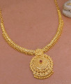 High Quality Gold Plated Ruby Stone Necklace Heart Chain Design NCKN3762