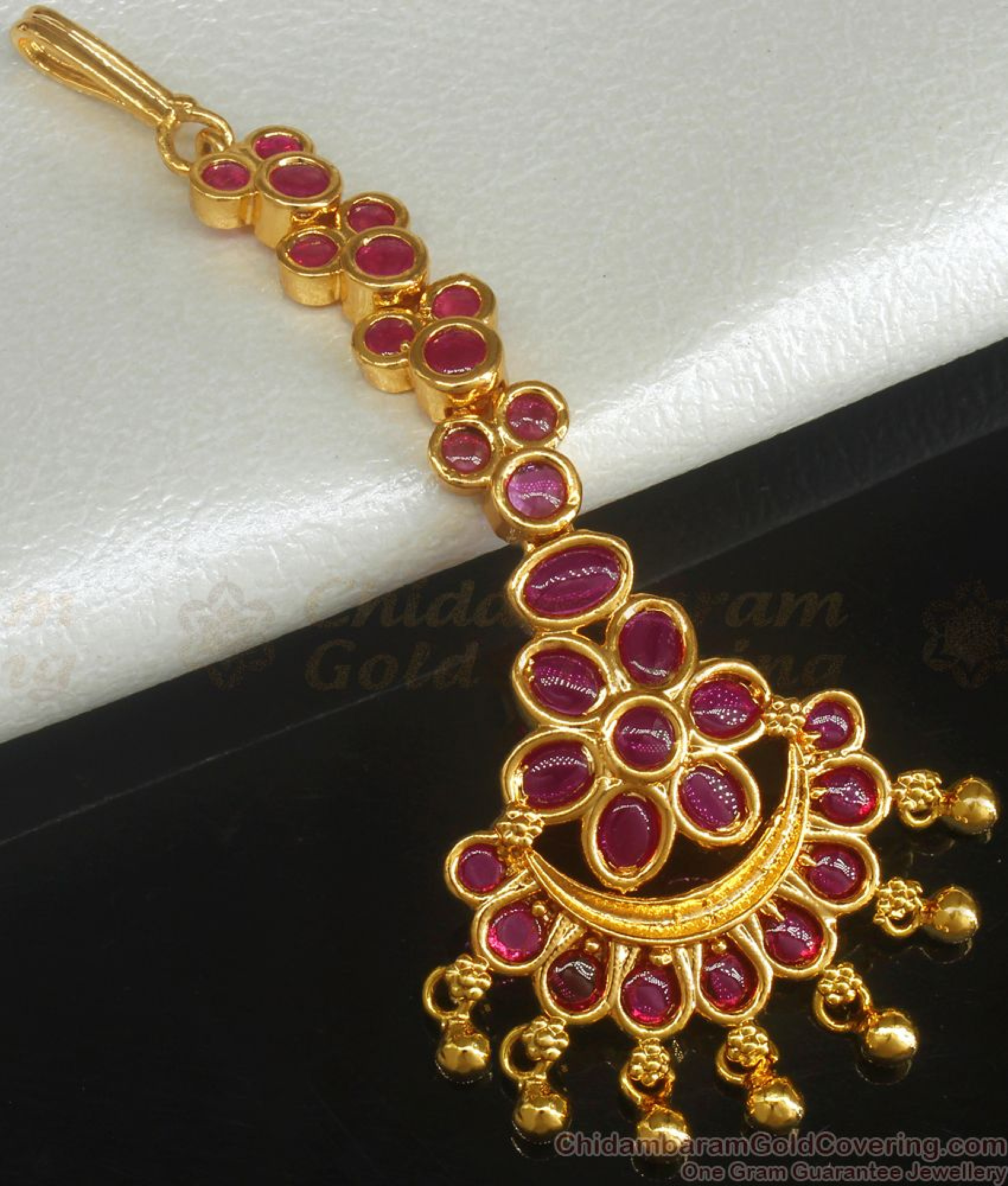 Full Ruby Kemp Stone Gold Plated Nethichutti Shop Online Ncht286