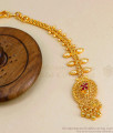 Single Ruby Stone 1 Gram Gold Nethichutti Designs Function Wear NCHT358