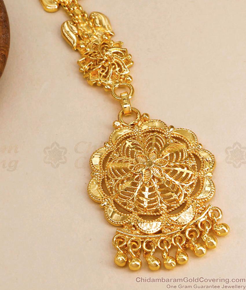 New Flower Design Gold Nethichutti Wedding Maang Tikka NCHT365