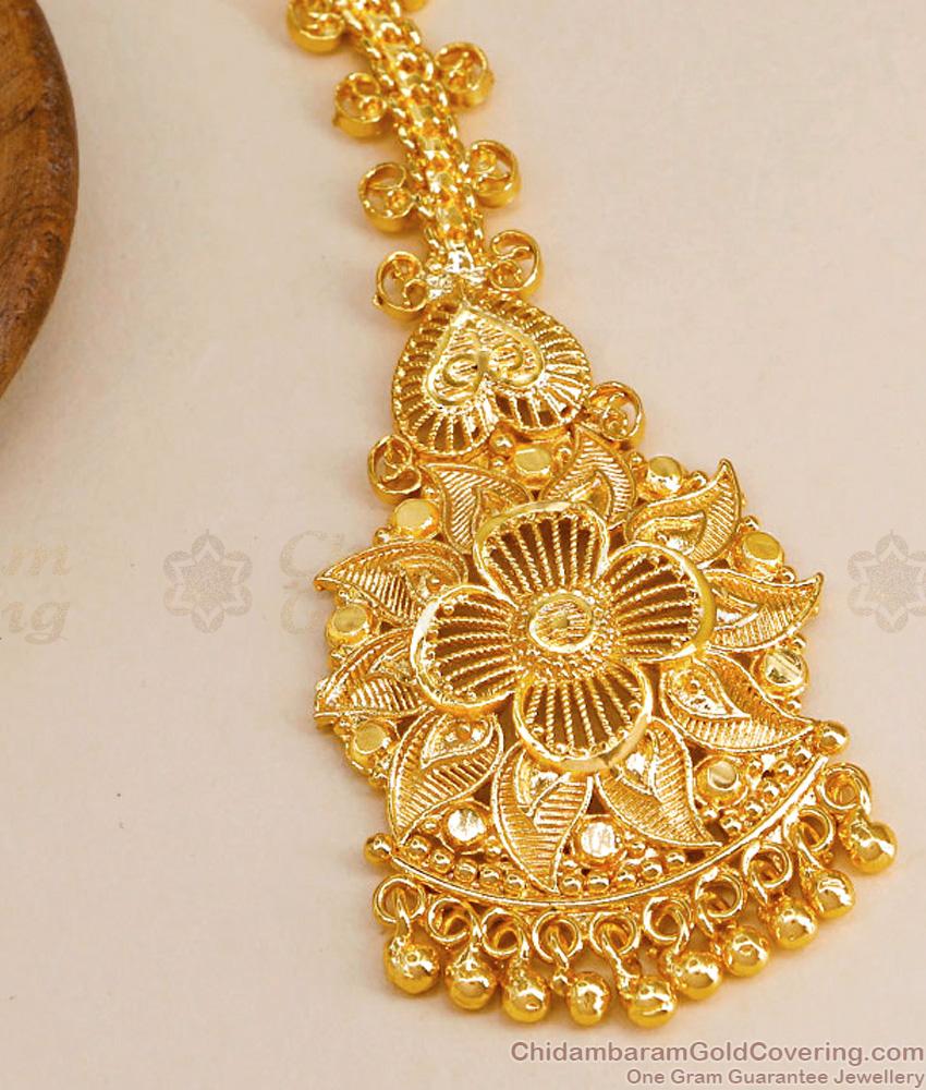 High Quality 1 Gram Gold Nethichutti Plain Indian Hair Jewellery NCHT366