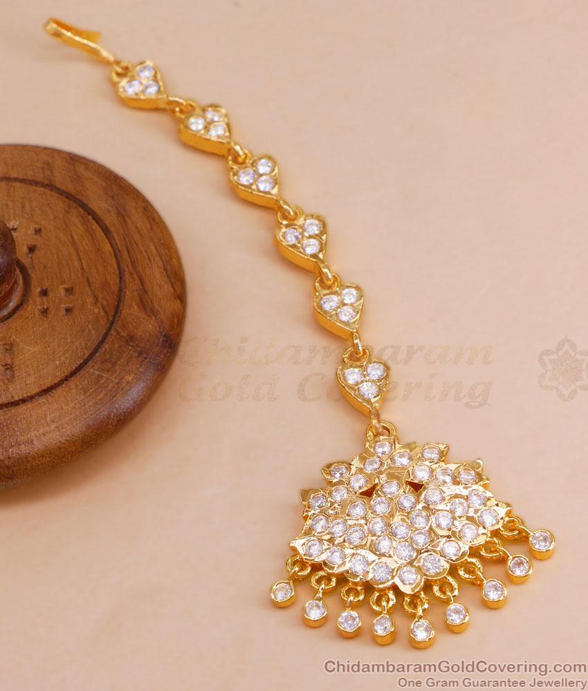 Latest Medium Size Impon Maang Tikka Gold Imitation Jewellery NCHT383