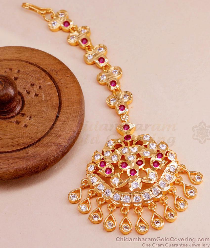 Buy Ruby White Stone Maang Tikka 5 Metal Jewelry For Function NCHT395