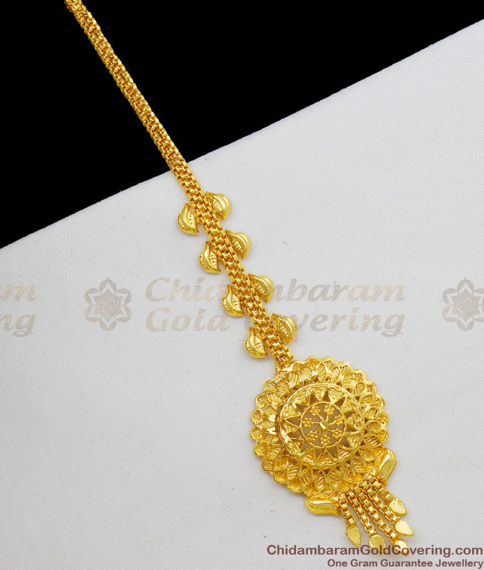 Pure Gold Flower Design Dollar Type Gold Nethichutti Ladies Hair ...