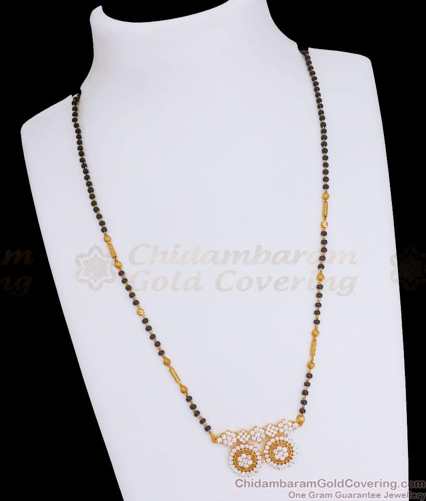 Dual Cz Stone Floral Pendant Gold Mangalsutra Chain Shop Online SMDR2131