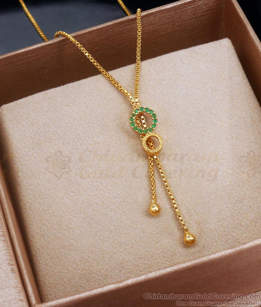 Regular Use Gold Covering Locket Chain With Stone SMDR2157