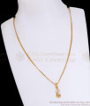 Pure Gold Tone Small Pendant Chain White STone Designs SMDR2163