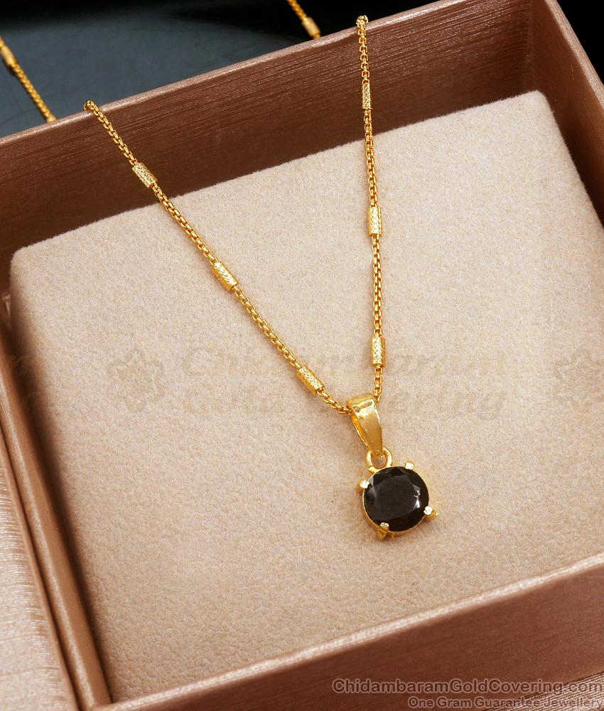 Black Stone Gold Pendant Chains For Daily Use SMDR2181