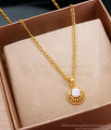 Small Single White Stone Pendant Gold Chain Designs SMDR2192