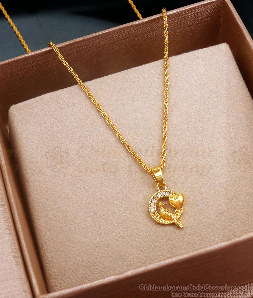 Cute Gold Plated Dove Necklace With Heart Design SMDR2196