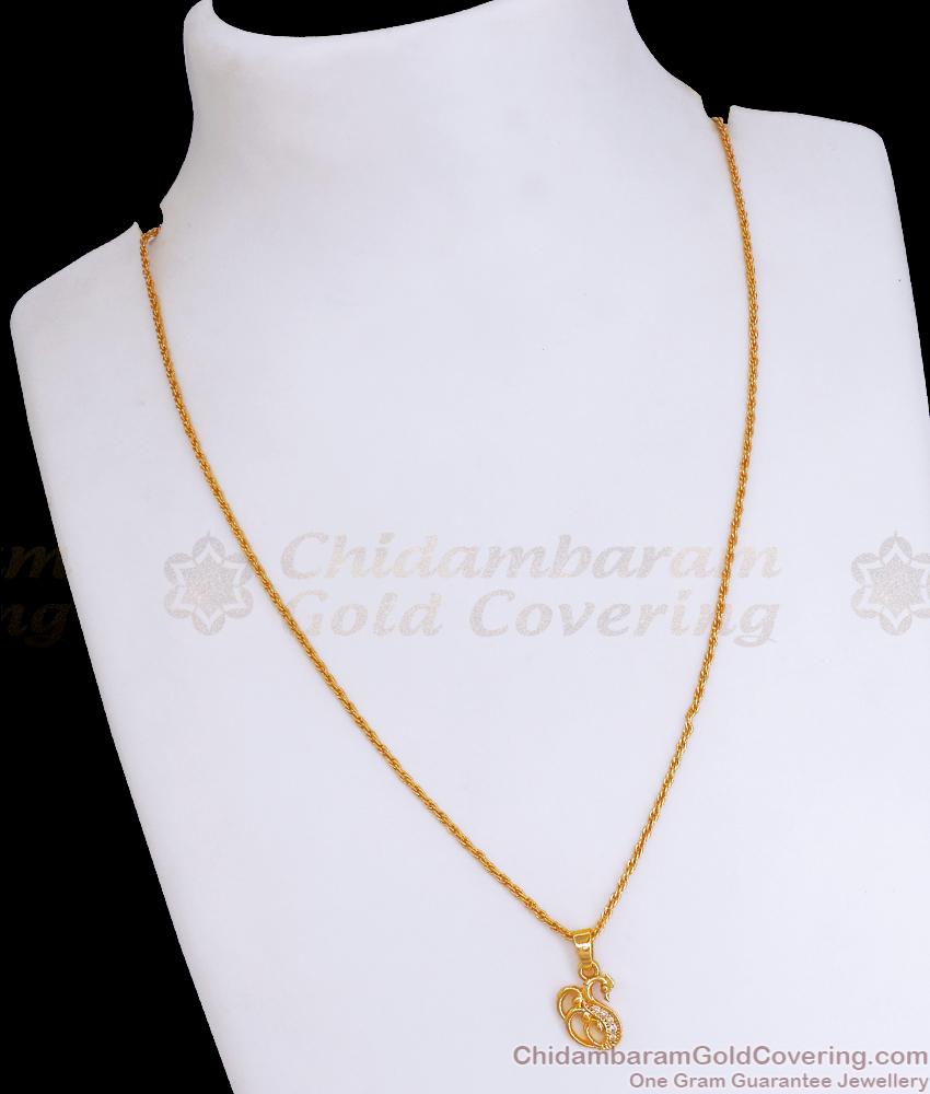 One Gram Gold Pendant Chain Swan With Stone SMDR2197