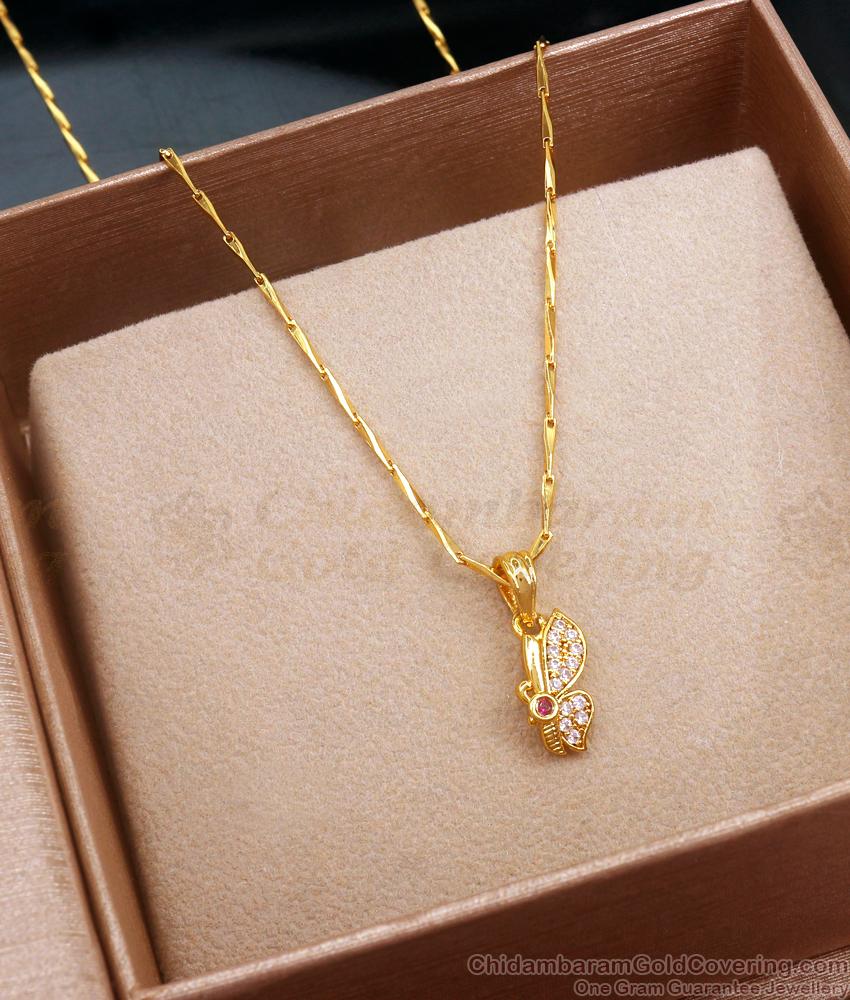 Ad Stone Half Butterfly Gold Pendant Chains SMDR2199