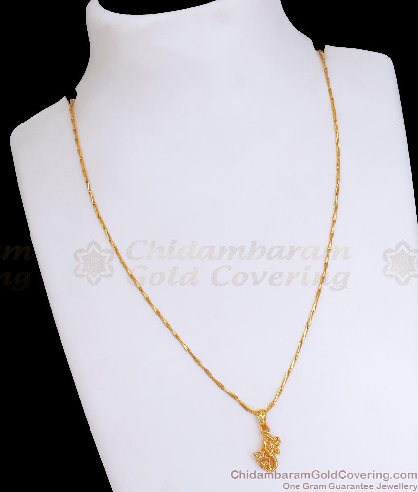 Stylish Thin Wheat Chain With Gold Plated Pendant SMDR2202