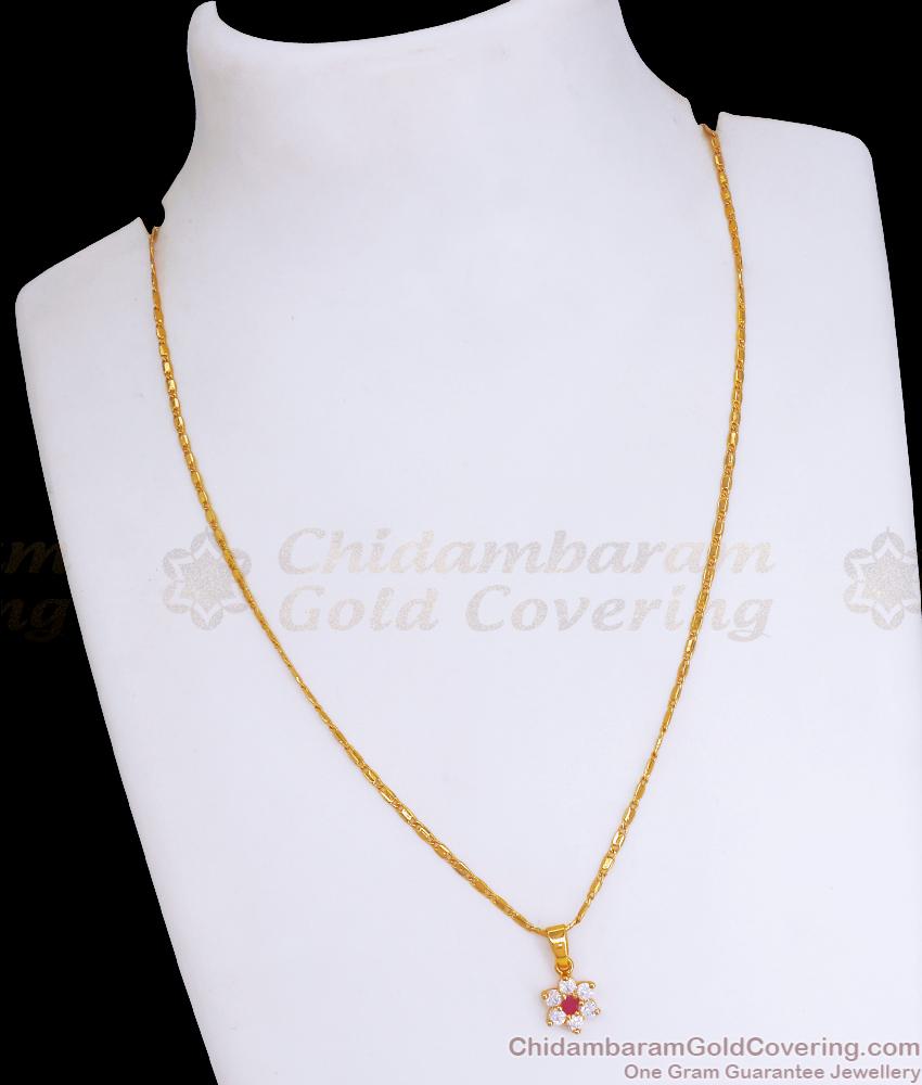 One Gram Gold Plated Chain Floral Pendant Necklace SMDR2209