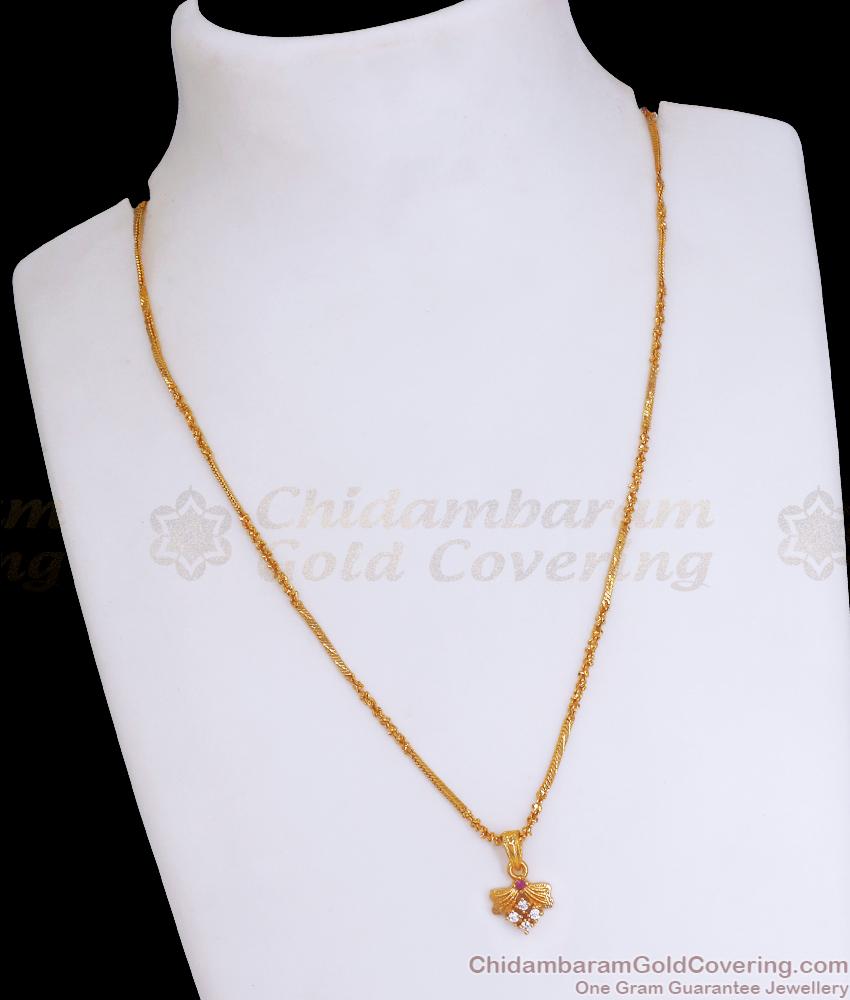 Unqiue Gold Chain With Ad Stone Pendant Necklace Design SMDR2211