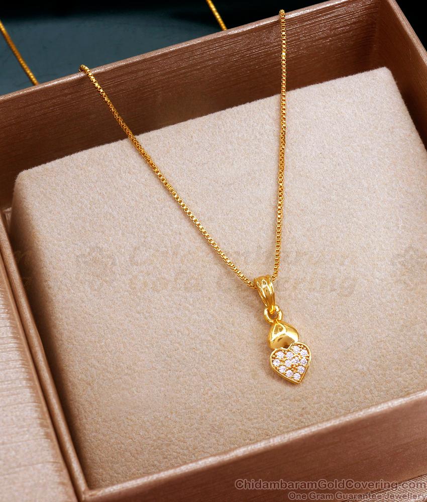 Stylish White Stone Necklace Heart Pendant Chain SMDR2217