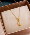 Single White Stone Feather Pendant Gold Plated Chain SMDR2250