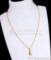 Single White Stone Feather Pendant Gold Plated Chain SMDR2250