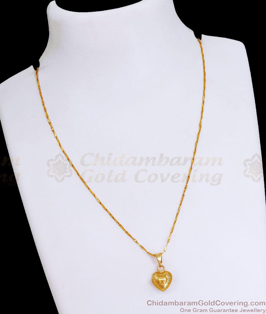 Textured Gold Finish Heart Shaped Locket Chain SMDR2269