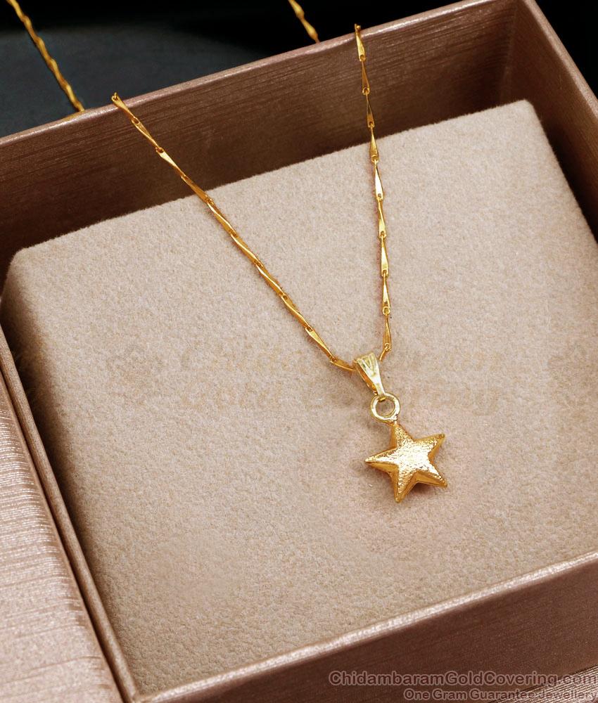 Star Shaped Pure Gold Pendant Necklace Designs For Women SMDR2270