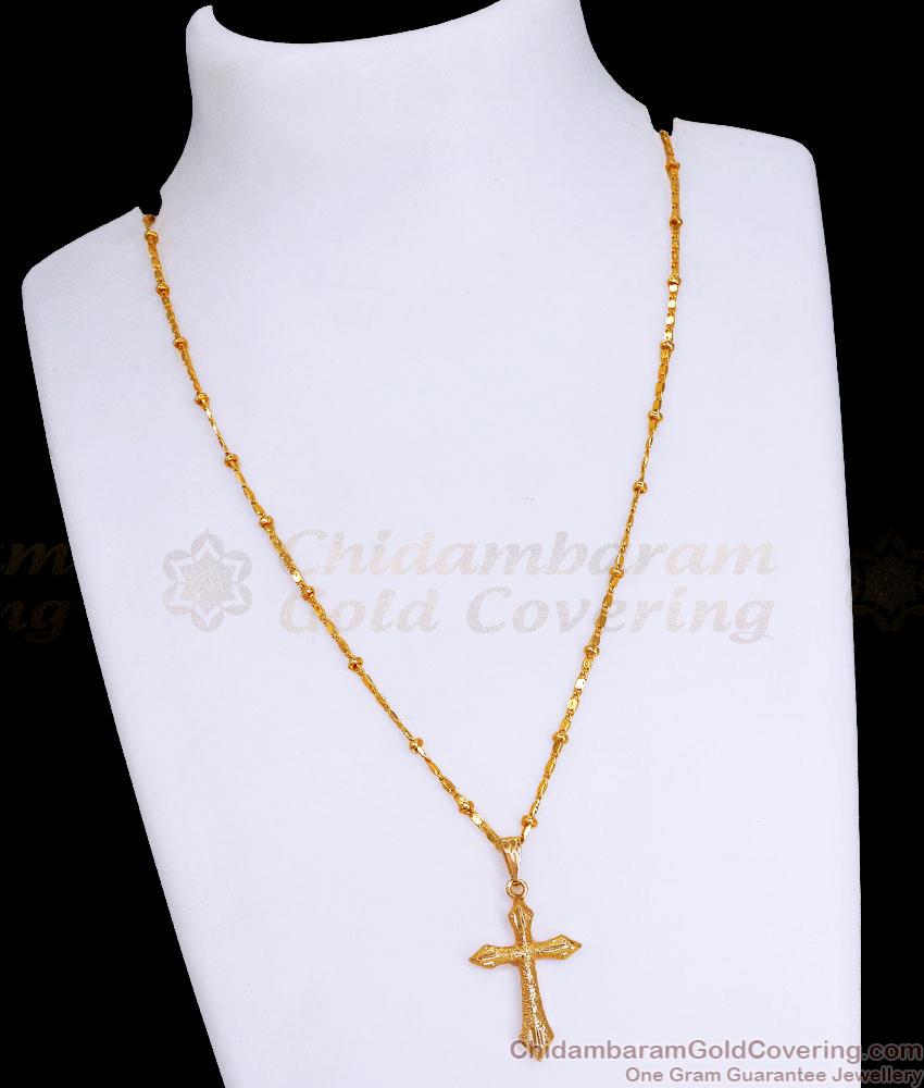 Christian Cross Gold Imitation Pendant Chain Traditional Designs SMDR2301