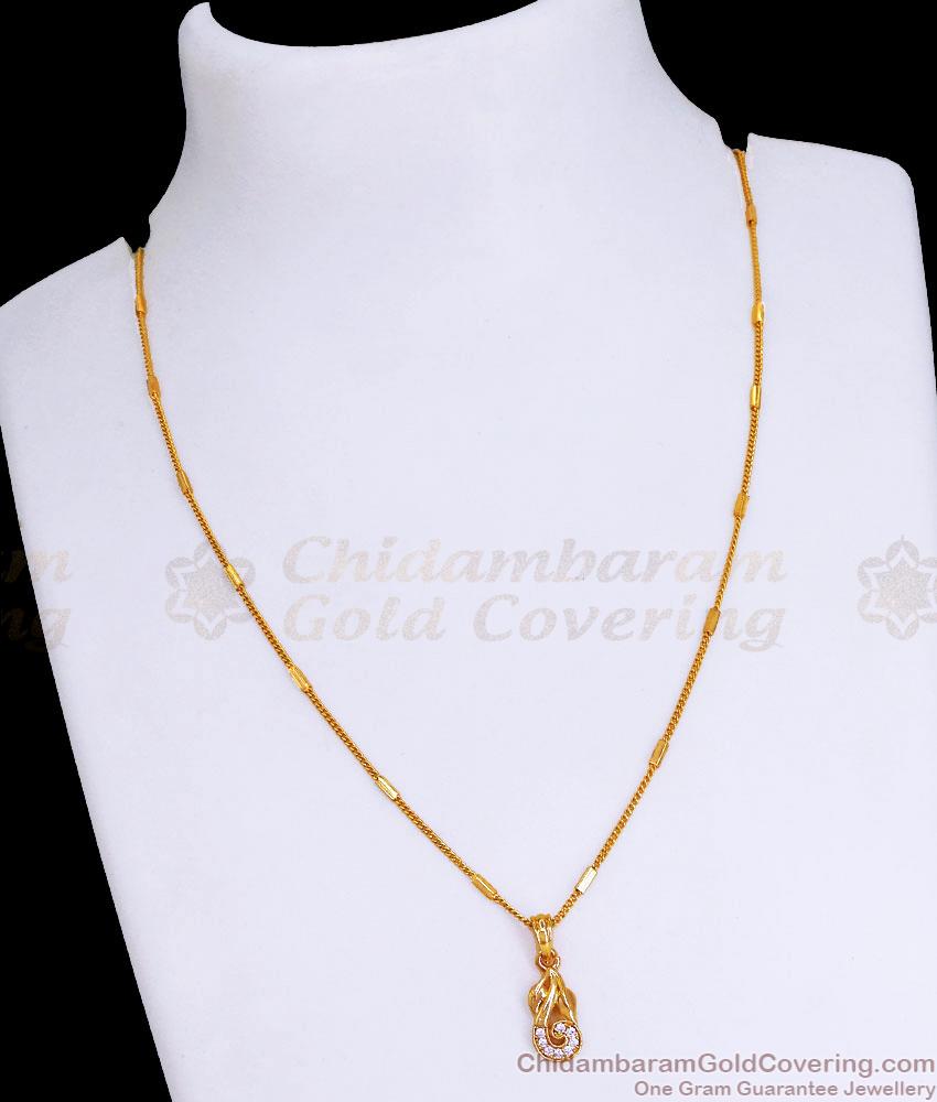 Regular Use Gold Imitation Stone Pendant Chain For Girls SMDR2307