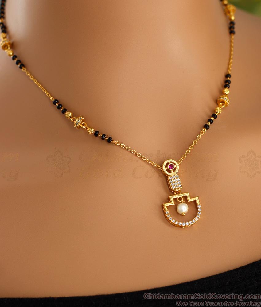 One Gram Gold Small Mangalsutra Design Pearl Jewellery SMDR2316