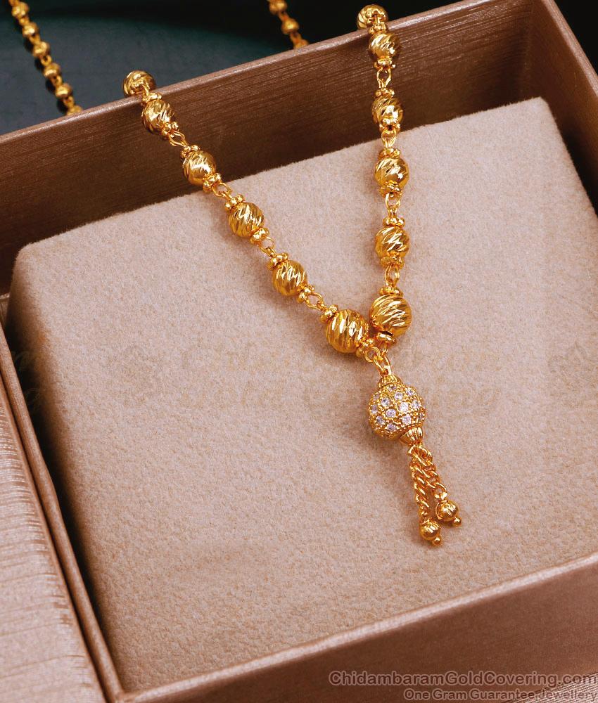 Attractive Daily Wear Beads Gold Chain White Stone Design SMDR2320