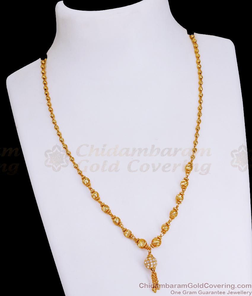 Attractive Daily Wear Beads Gold Chain White Stone Design SMDR2320