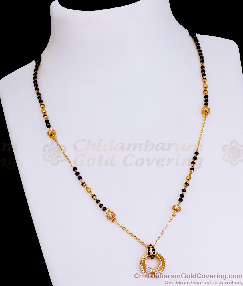 Elegant Black Beads Mangalsutra Chain With Small Pendant SMDR2323