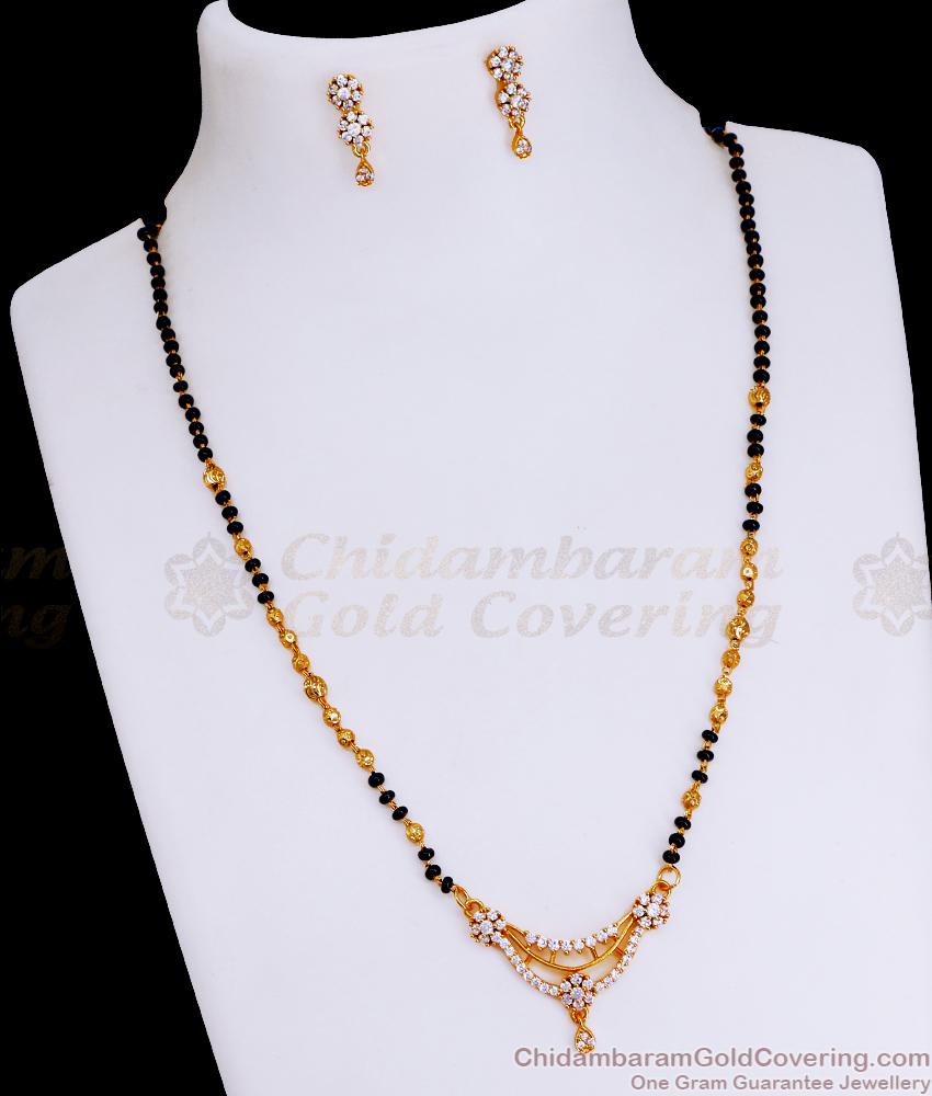 Attractive Flower Design Short Mangalsutra Chain With Earring SMDR2330