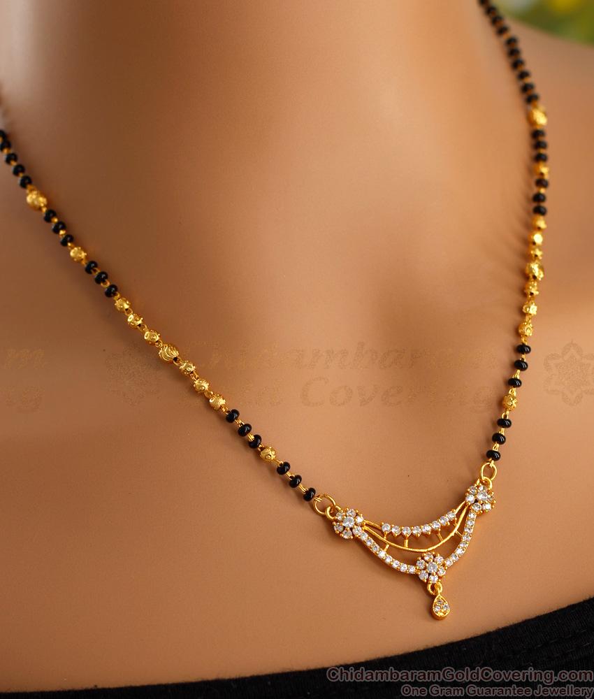 Attractive Flower Design Short Mangalsutra Chain With Earring SMDR2330