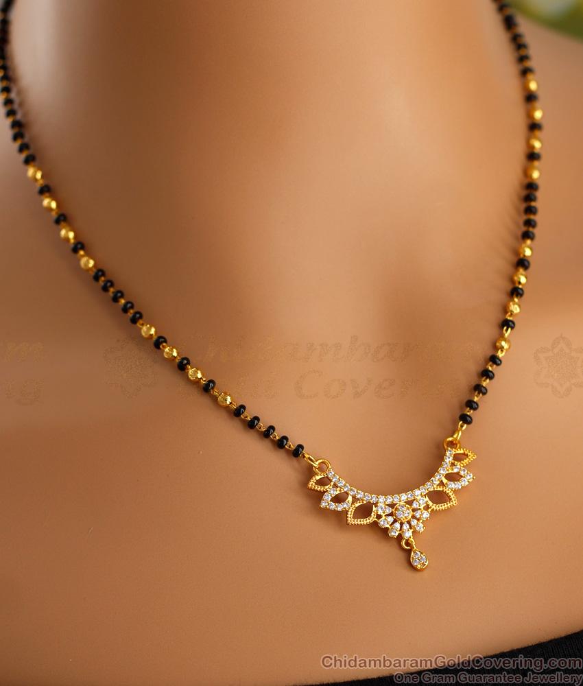 New Model Short Mangalsutra Design Diamond Pendant With Earring SMDR2333