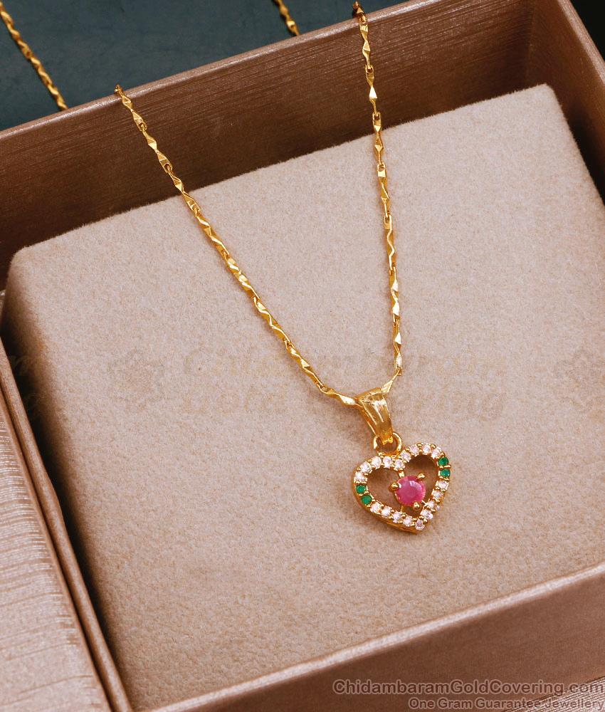 Heart Shaped Multi Stone Locket Gold Necklace Shop Online SMDR2335