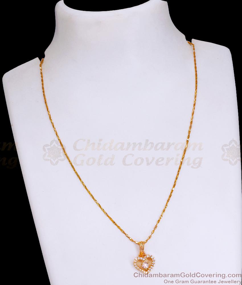 Pure Gold Tone Heart Necklace With Stone At Affordable Price SMDR2336