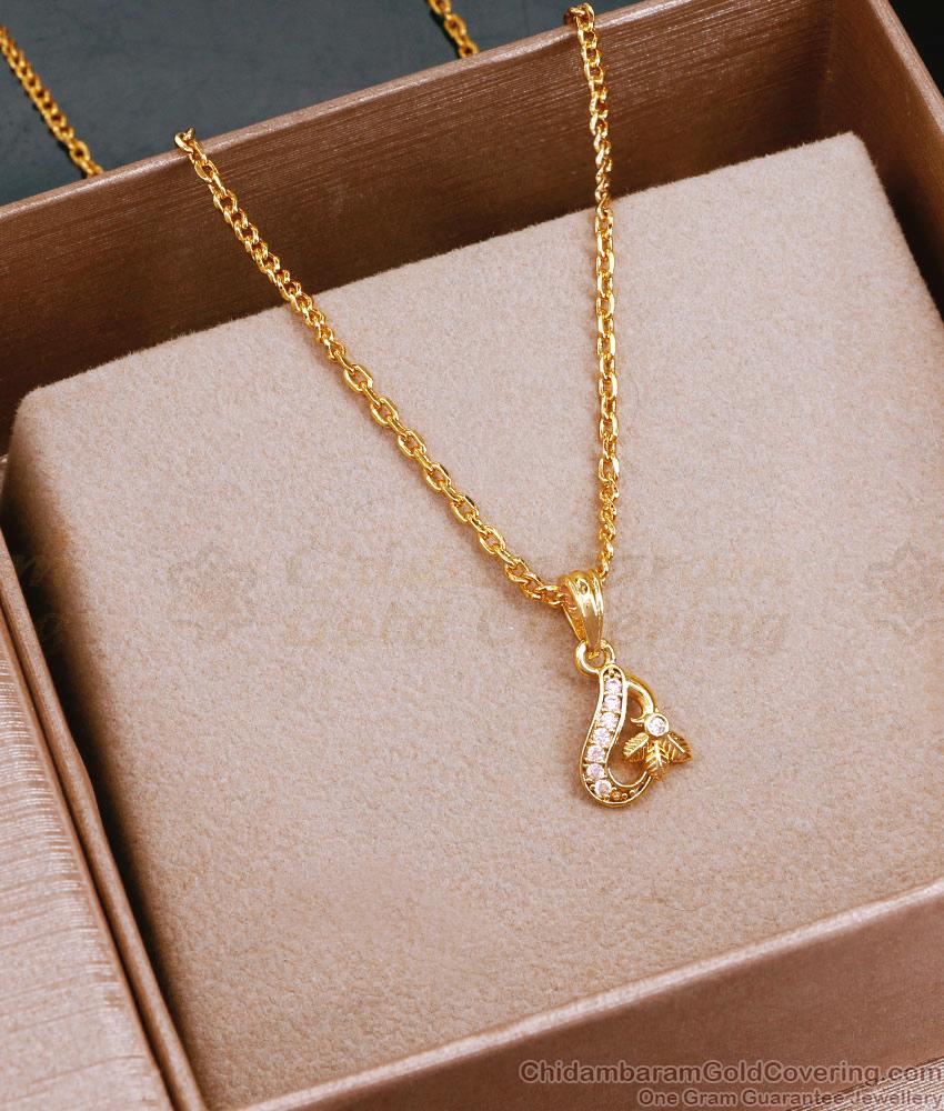 Unique Sachin Gold Chain With American Diamond Pendant SMDR2338