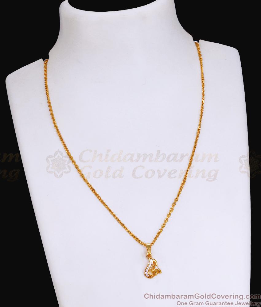 Unique Sachin Gold Chain With American Diamond Pendant SMDR2338