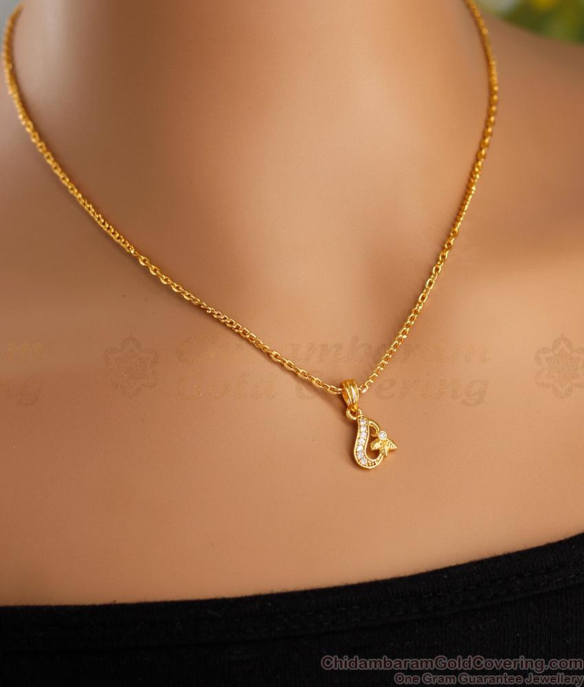 Unique Sachin Gold Chain With American Diamond Pendant SMDR2338