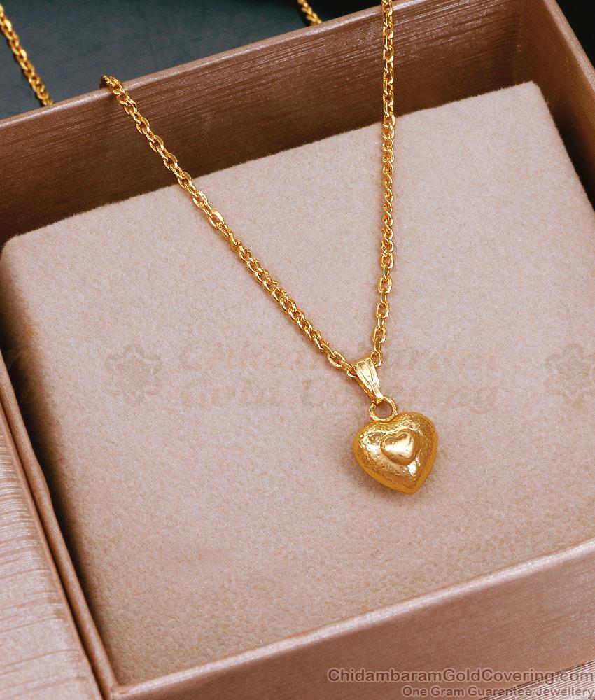 22K Gold Tone Heart Shaped Pendant Chain Without Stones SMDR2339