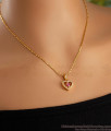 Beautiful Heart Shaped American Diamond Necklace With Gold Chain SMDR2344