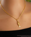 24K Solid Gold Fish Pendant Ruby Stone With Chain SMDR2347