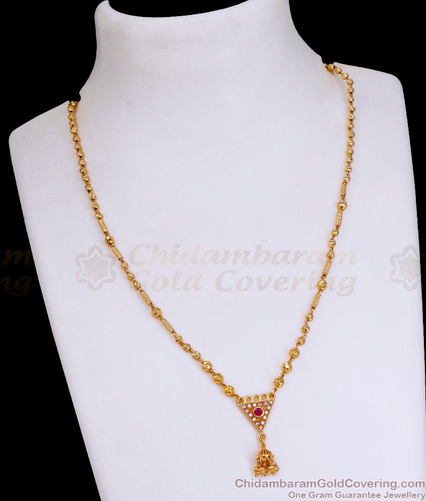 Women Regular Wear Gold Imitation Pendant Beads Chain Online SMDR2353