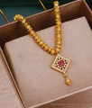 Stylish Ruby White Pendant Gold Plated Short Chain Beads Design SMDR2358