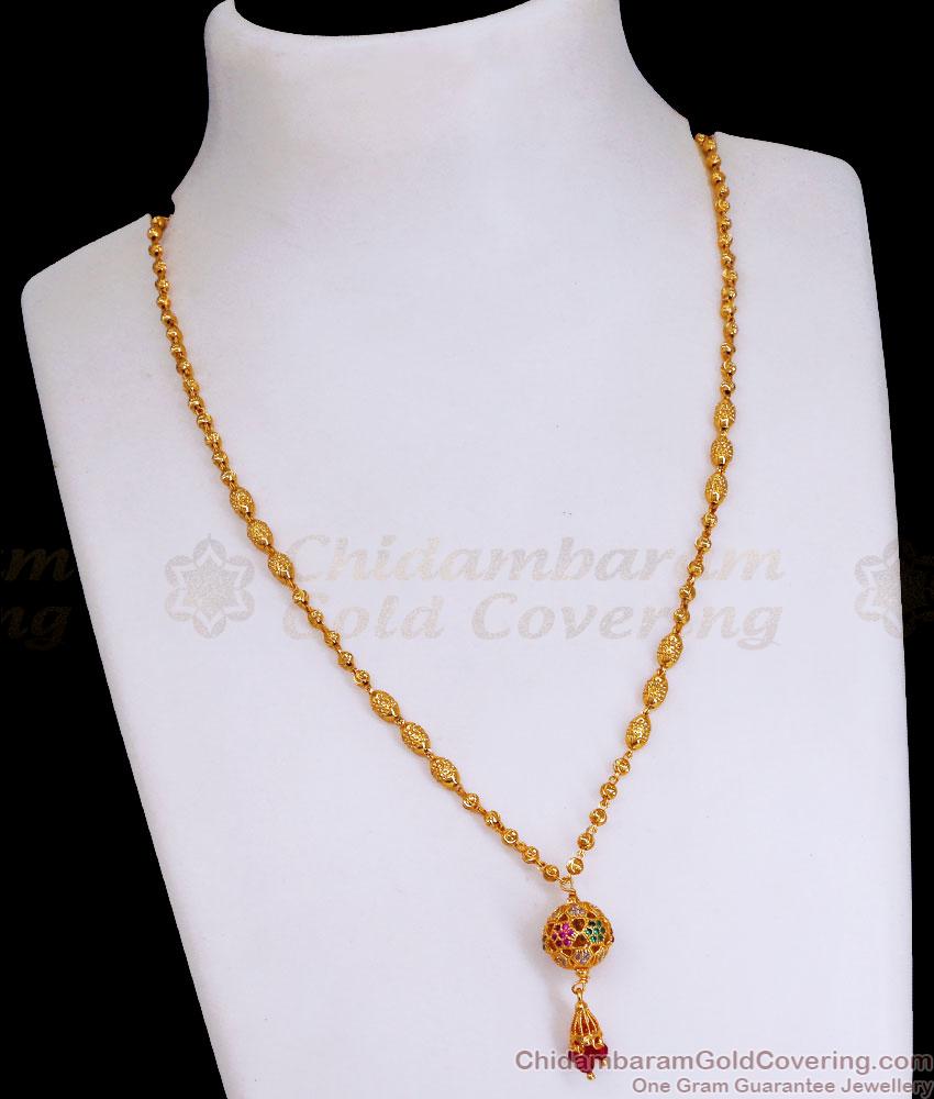 Unique Multi Stone Ball Gold Imitation Pendant Short Chain SMDR2360